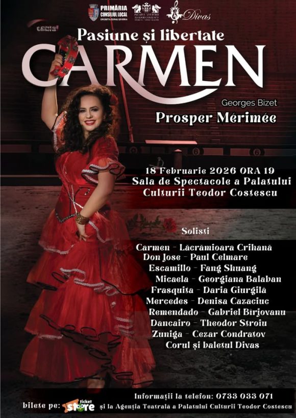 Regal muzica la Drobeta-Turnu Severin! Opera „Carmen” de Bizet pe scena Palatului Culturii Teodor Costescu Regal muzica la Drobeta-Turnu Severin! Opera „Carmen” de Bizet pe scena Palatului Culturii Teodor Costescu